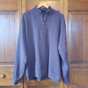 Orvis 100% cotton purple brown ribbed 1/4 zip pullover sweatshirt size large